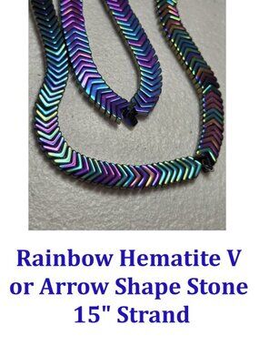 Rainbow Hematite V or Arrow Shape Stone  15" Strand  7mm